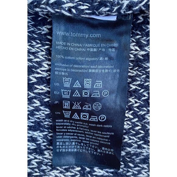 Tommy Hilfiger SZ L Woman’s Navy Blue 2 Toned Color Cardigan Sweater - Picture 7 of 13